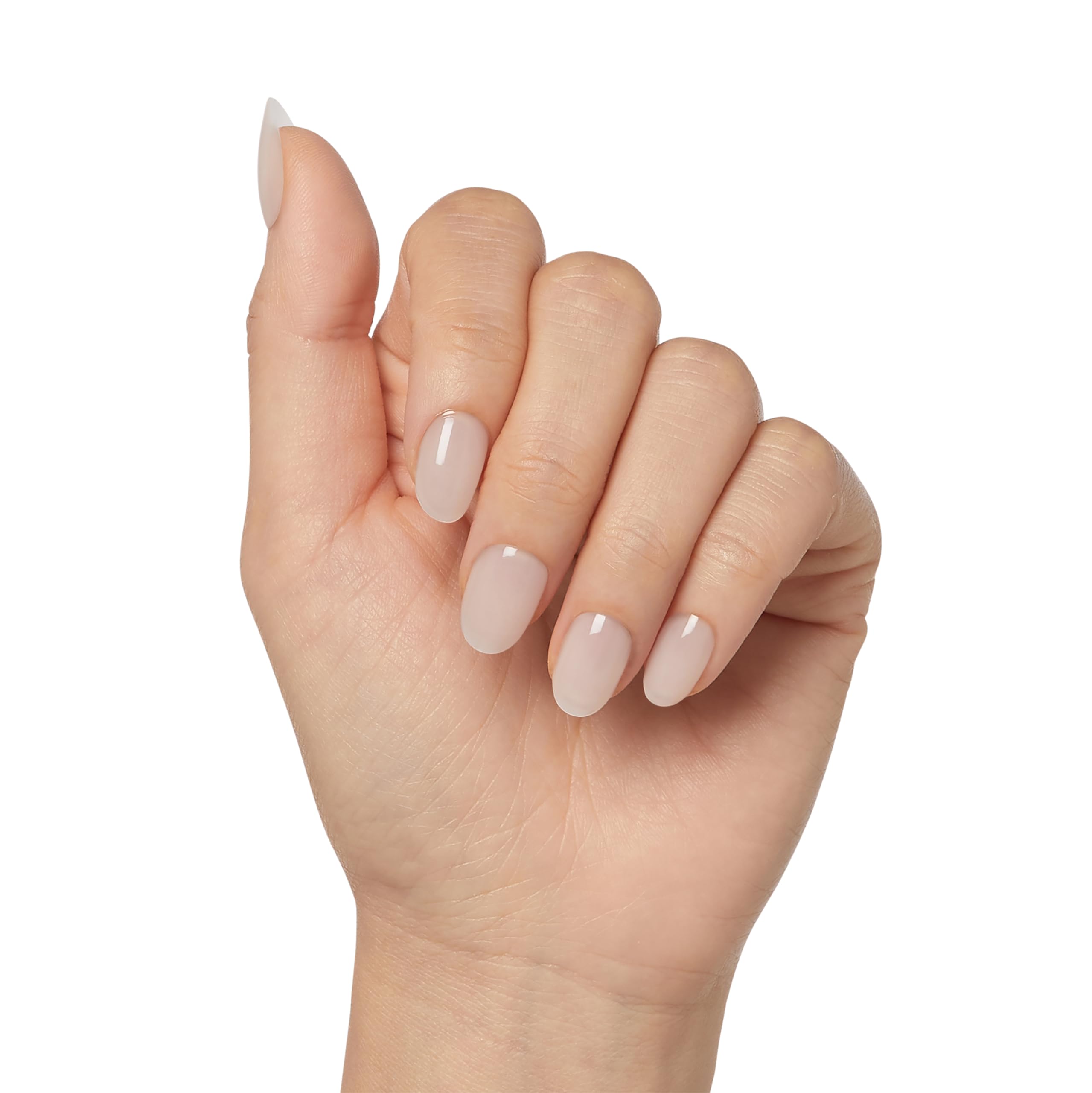 KISS Salon X-tend - Unghie a pressione, colla per unghie inclusa, Keep It, bianco chiaro, formato corto, forma ovale, 34 carati.