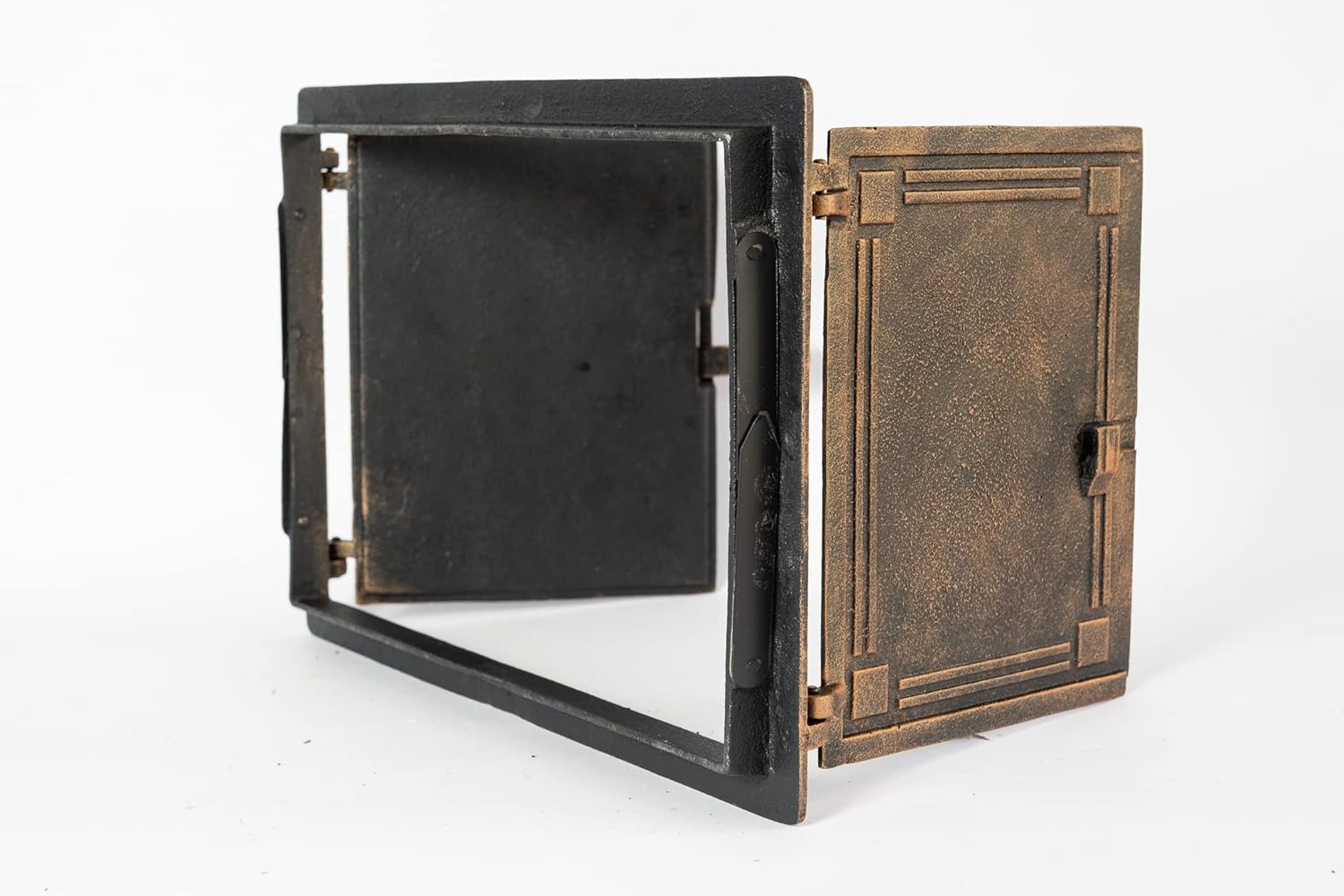 Sezam, Puerta de horno de hierro fundido de 48 x 32,5 cm, puerta para horno de pizza con termmetro de 500 C, horno de pan, cocina de jardn y cmara de ahumado, color cobre