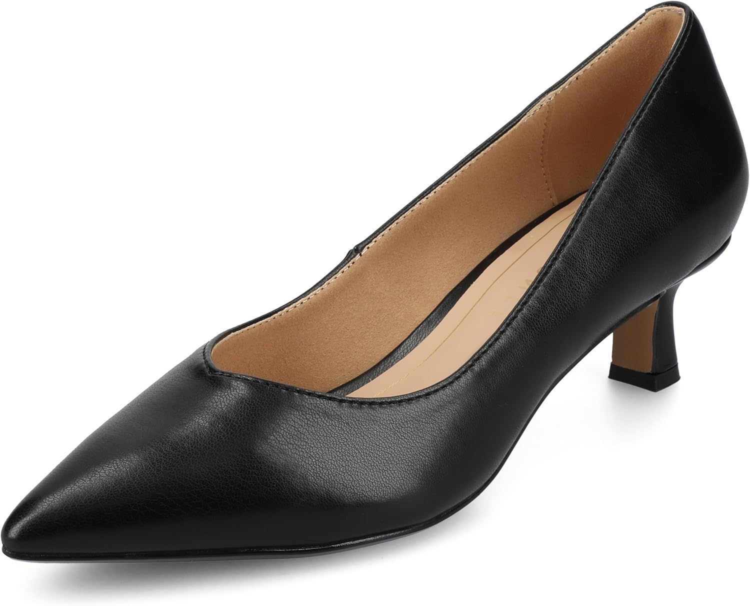 Journee Womens Pammie Medium and Wide Width Sweetheart Dress Pumps Cushioned Slip On Pointed Toe Kitten Heel Fashion Shoe