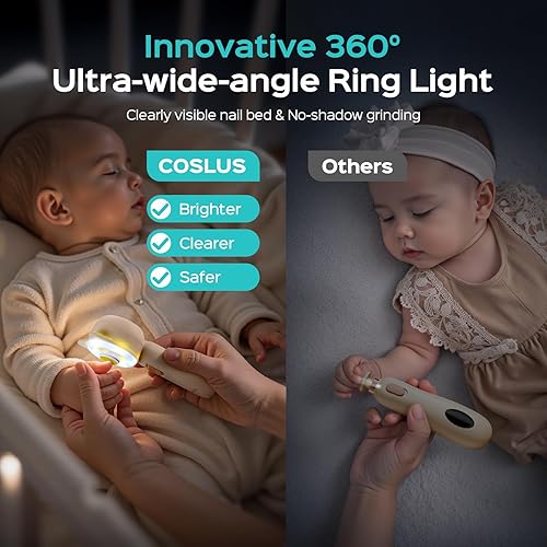 Miniatura 2 de COSLUS Cortador de uñas eléctrico para bebé lima de uñas suave para bebé con diseño silencioso y luz de 360, seguro para el recorte de sueño, kit
