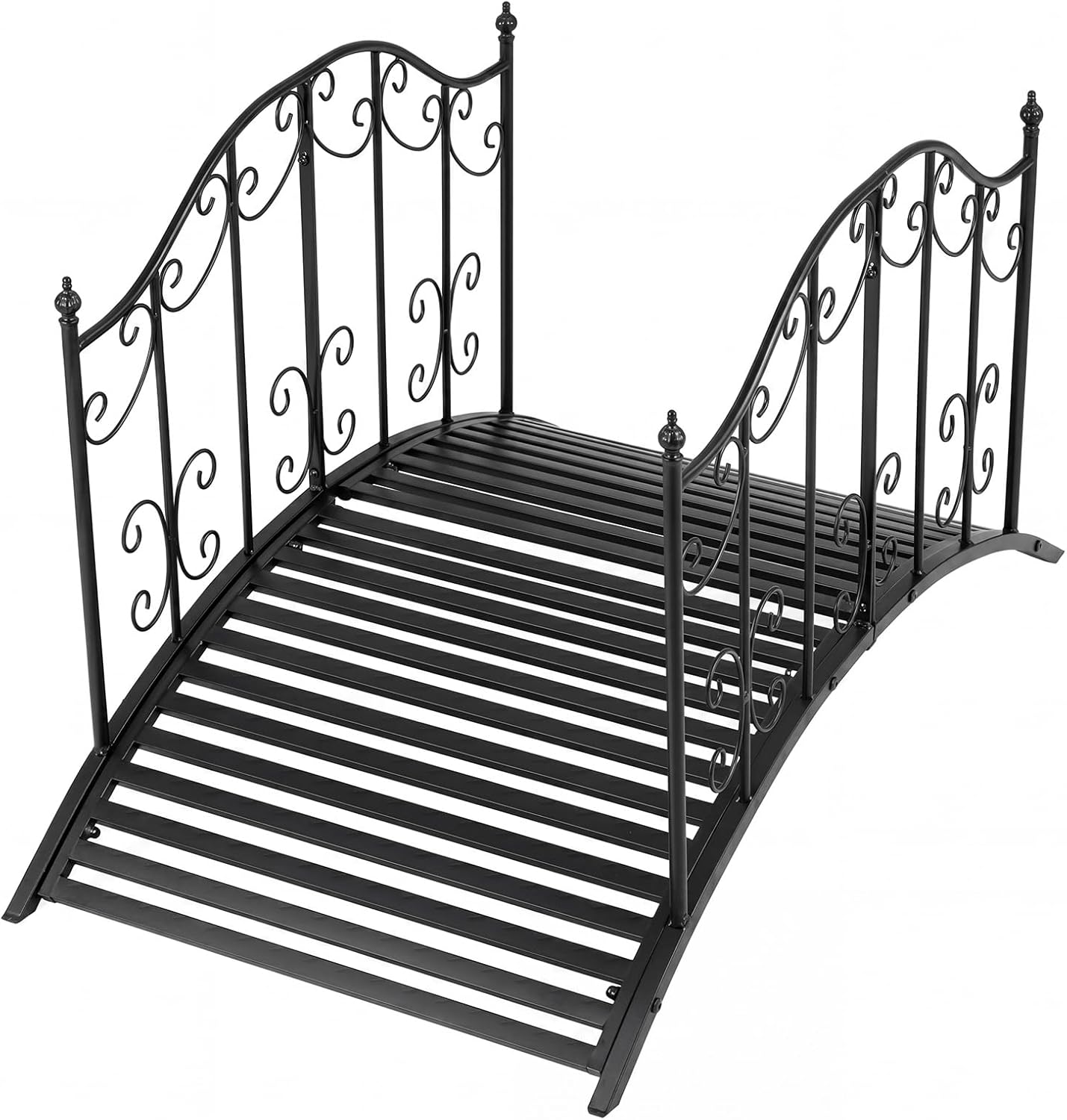 Giantex 4 FT Metal Garden Bridge, 330 lbs Capacity Outdoor Landscape Bridges with Powder-Coated Finish & Scrollwork Rails, Decorative Bridge for Backyard, Lawn, Garden Pathway, Easy Assembly