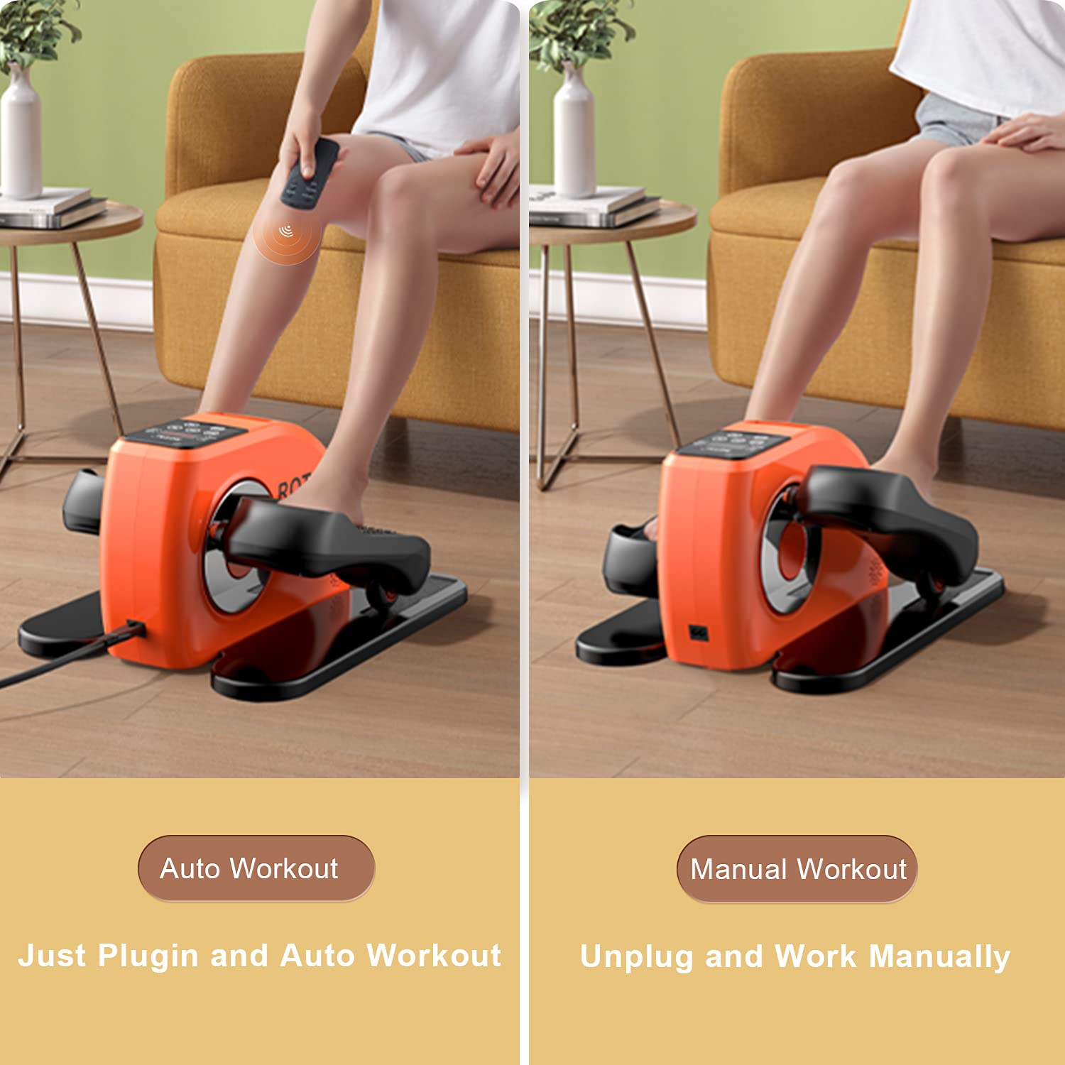 ROTAI Under Desk Elliptical Machine Electric Seated Leg Foot Pedal