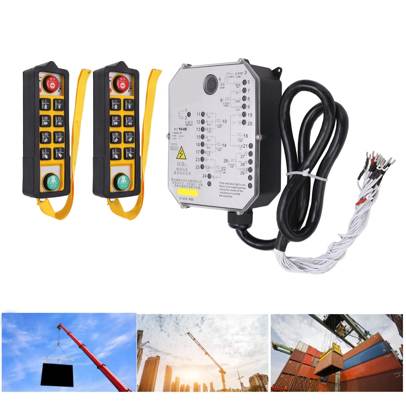 Control remoto industrial 800MHz 10 botones Indicador LED Material ABS Controlador de grúa Accesorios de polipasto para grúas transportadoras (CA 220 V.)
