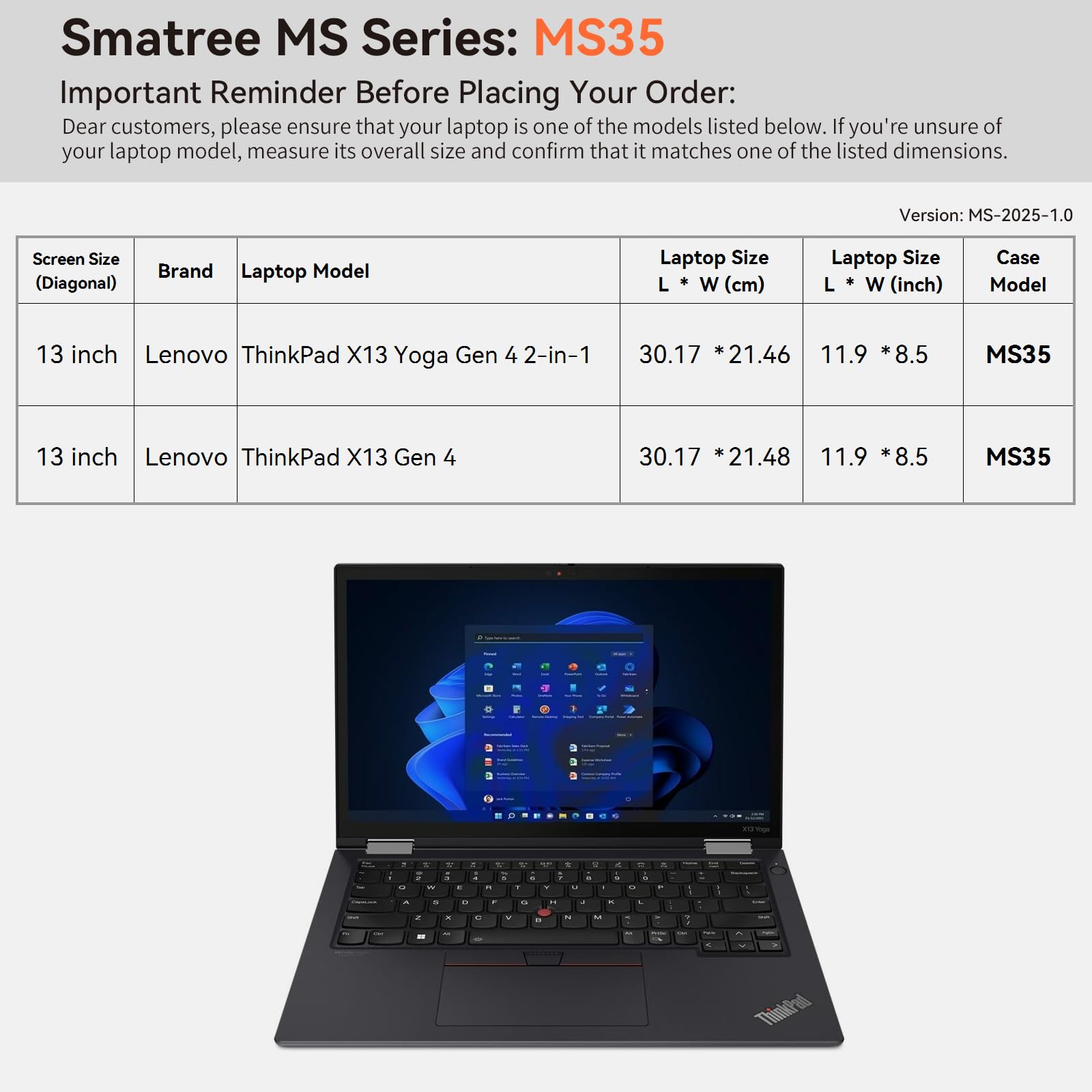 Smatree MS35 Custodia protettiva rigida in EVA con stand compatibile per 13 pollici Lenovo ThinkPad X13 Yoga Gen 4 2-in-1 Laptop/ThinkPad X13 Gen 4 Borsa per notebook