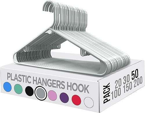 Miniatura 6 de Perchas de plástico Utopia Home estándar para hogar de color negro, perchas tubulares para la ropa, resistentes, finas y elegantes