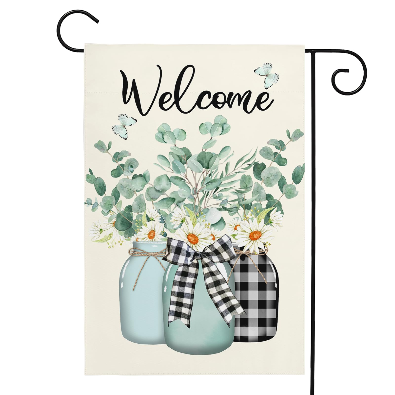 Summer Garden Flag Welcome Garden Flag Spring Summer Garden Flag 12x18 Double Standerd Welcome Eucalyptus Flags for Outside Vertical Farmhouse Holiday Flags
