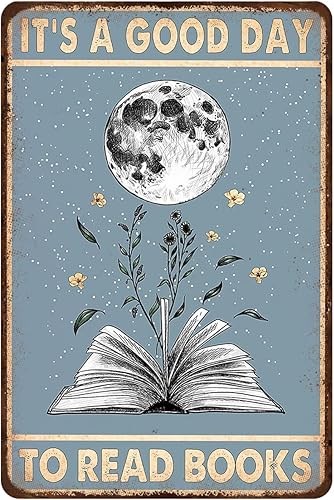Mocozim Cartel de metal retro rústico con texto en inglés "It's A Good Day to Read Books", póster de lectura de amor, libro vintage, arte de pared,