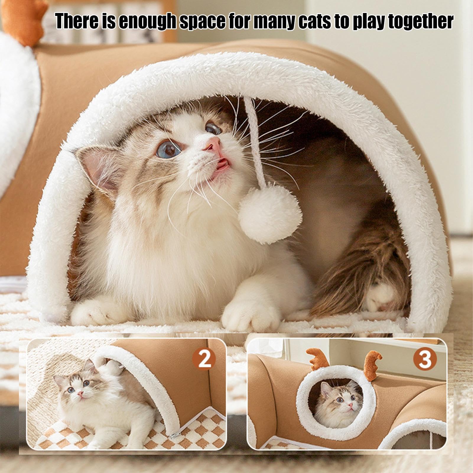 Cat Bed Tunnel, Pet Play Tunnel, 21.65x15.75 Inches Warm Shelter Tent, House Toys for Dog Puppy Kitten Animal Indoor Outdoor Wall Corner Games Resting Sleeping Outside Use