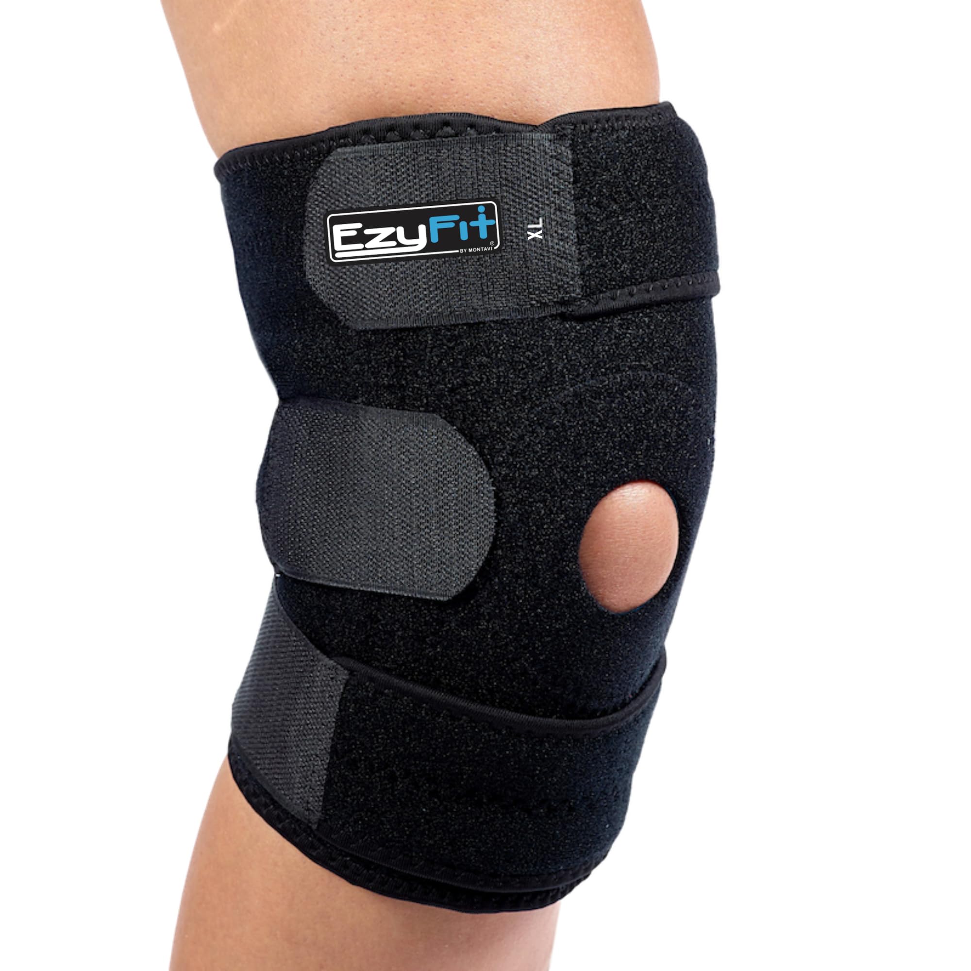 MONTAVI EzyFit Knee Brace XL - Adjustable Support for Arthritis, ACL Meniscus Tear & Knee Pain Relief or Injury Recovery - Plus Dual Side Stabilizers