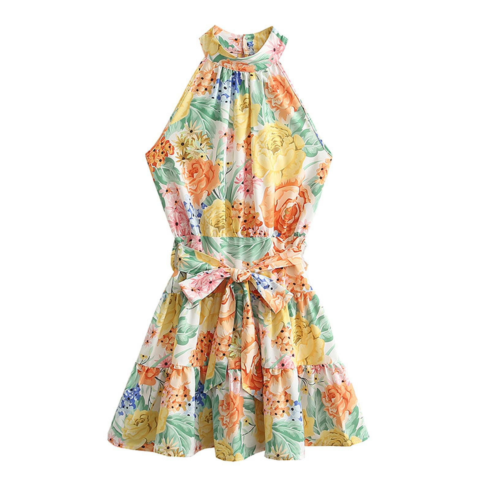 Robe d'été légère épaules dénudées et patchwork floral fluide