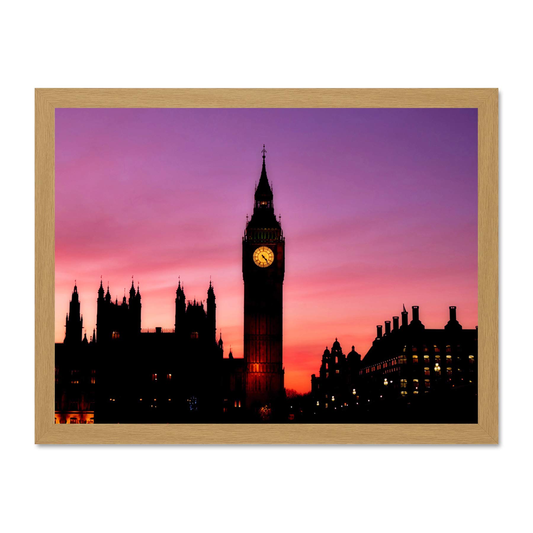 Big Ben Clock London Large Framed Art Print Poster Wall Decor 18x24 inch