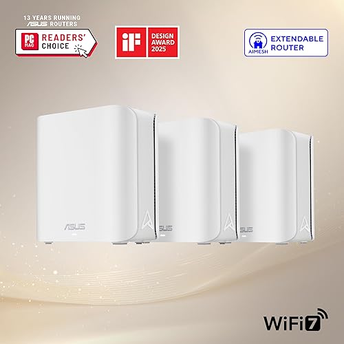 Miniatura 2 de ASUS ZenWiFi BD4 (paquete de 3) de malla WiFi 7 de doble banda, 3600 Mbps, 6500 pies cuadrados, puertos duales de 2.5G, controles de seguridad y