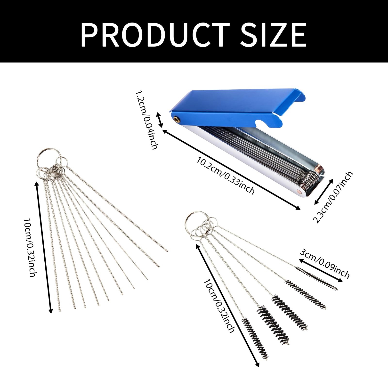 Torch Tip Cleaner,9 Pieces Carb Cleaning Kit,Wire Torch Tip Cleaner Tool,39 Cleaning Wires 30Cleaning Needles,15 Nylon Brushes Set for Welding Nozzle,Spray Gun,Carburetor, Motorcycle, Mower