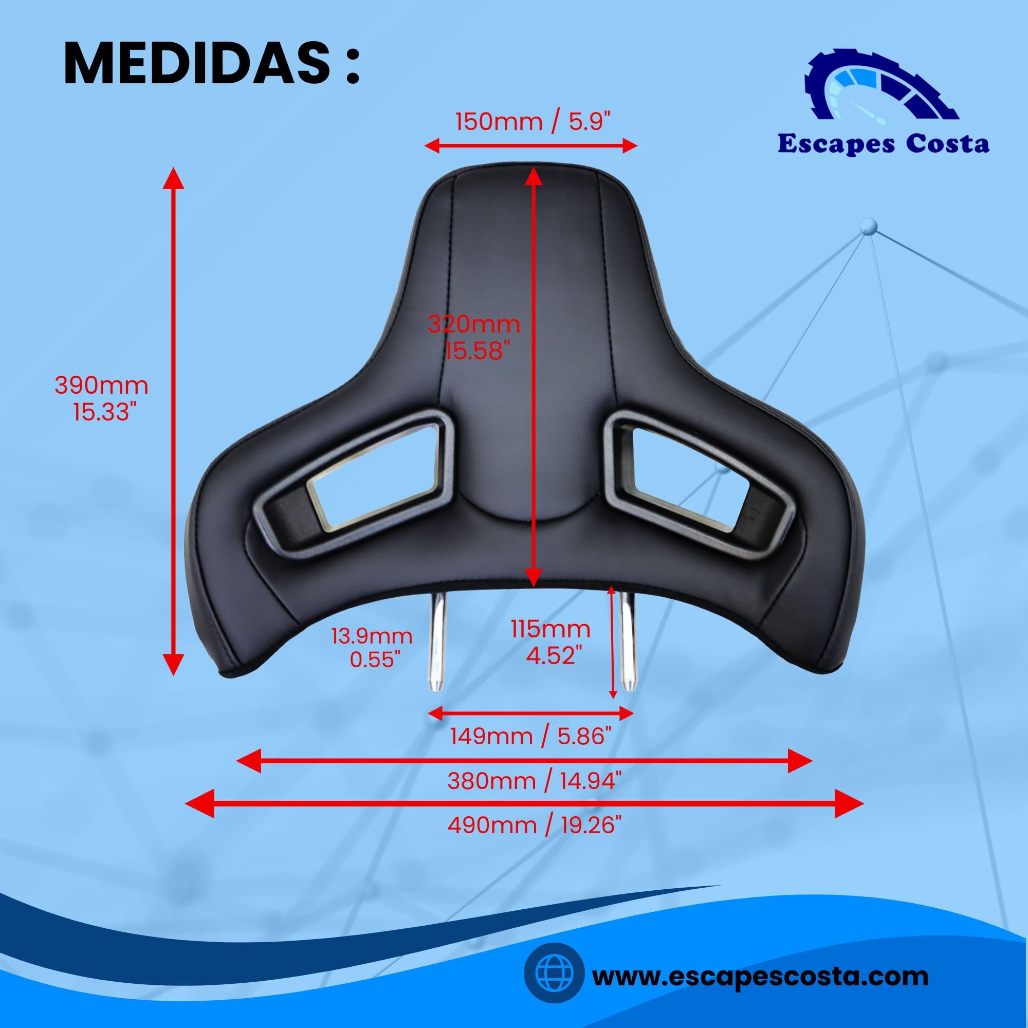 Reposacabezas Deportivo para Coche - Asiento de Coche Ddeportivo - Pareja de Reposacabezas de Cuero Sintético - Cabezal Negro Universal para Coche Deportivo