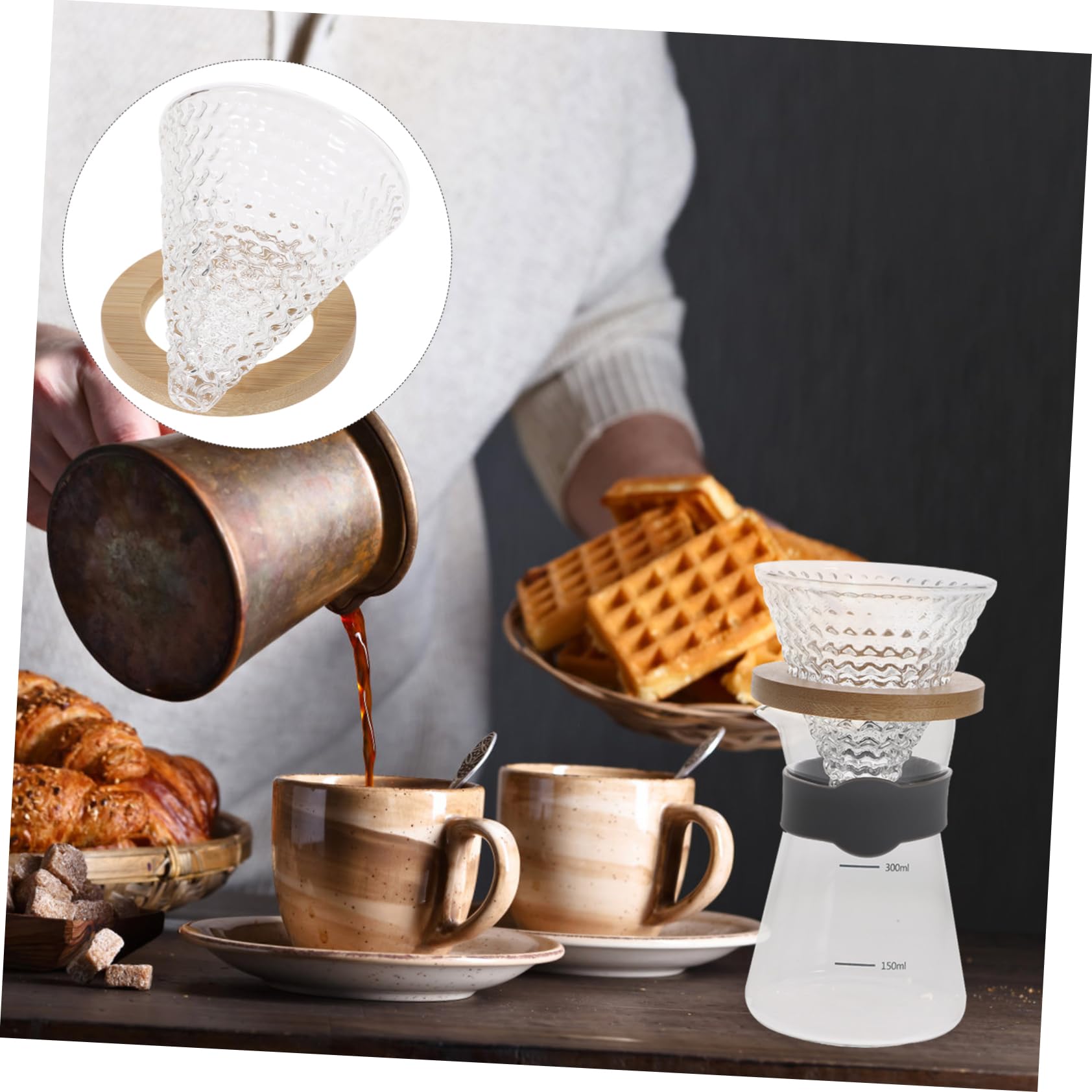 Cabilock 2 Juegos Recipiente De Filtro Cónico Filtrar Filtros Descafeinado Té Automático Filtro Para Maquina De Cafe Jarabe Café Llevar Manosear Filtro De Cafetera Embudo Cafeteras Vidrio