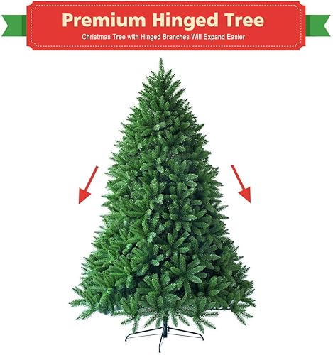 Miniatura 8 de Goplus 7.5ft Unlit Artificial Christmas Tree, Premium Hinged Fir Tree, Easy Assembly with Metal Stand, Xmas Décor for Indoor and Outdoor (7.5ft)
