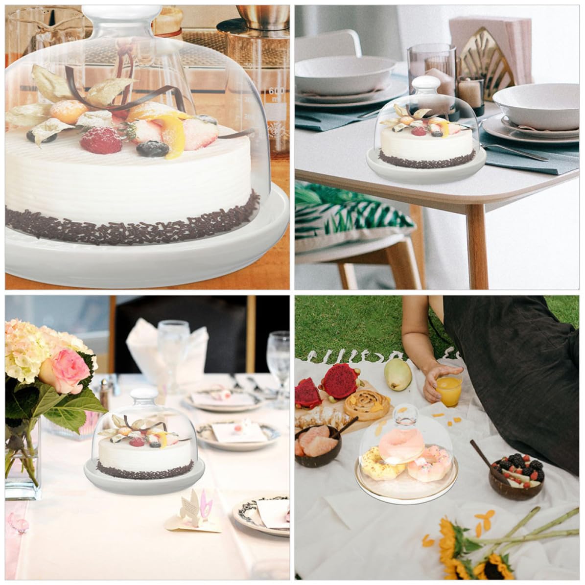 Abaodam 10 Zoll Glas Kuchenplatte mit Deckel für Torten und Gebäck Transparente Servierplatte für Party und Buffet Robustes Backzubehör für Kuchenpräsentation