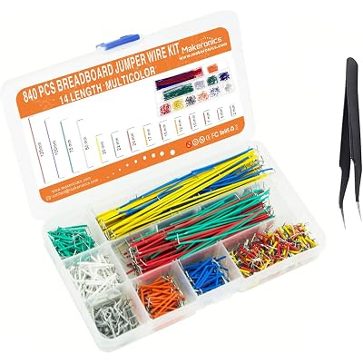 Makeronics 840 Pieces Jumper Wire Kit with 14 Lengths for Breadboard Prototyping Solder Circuits | Electronics Experiment | Arduino or Raspberry Pi or Jetson Nano | Storage Box