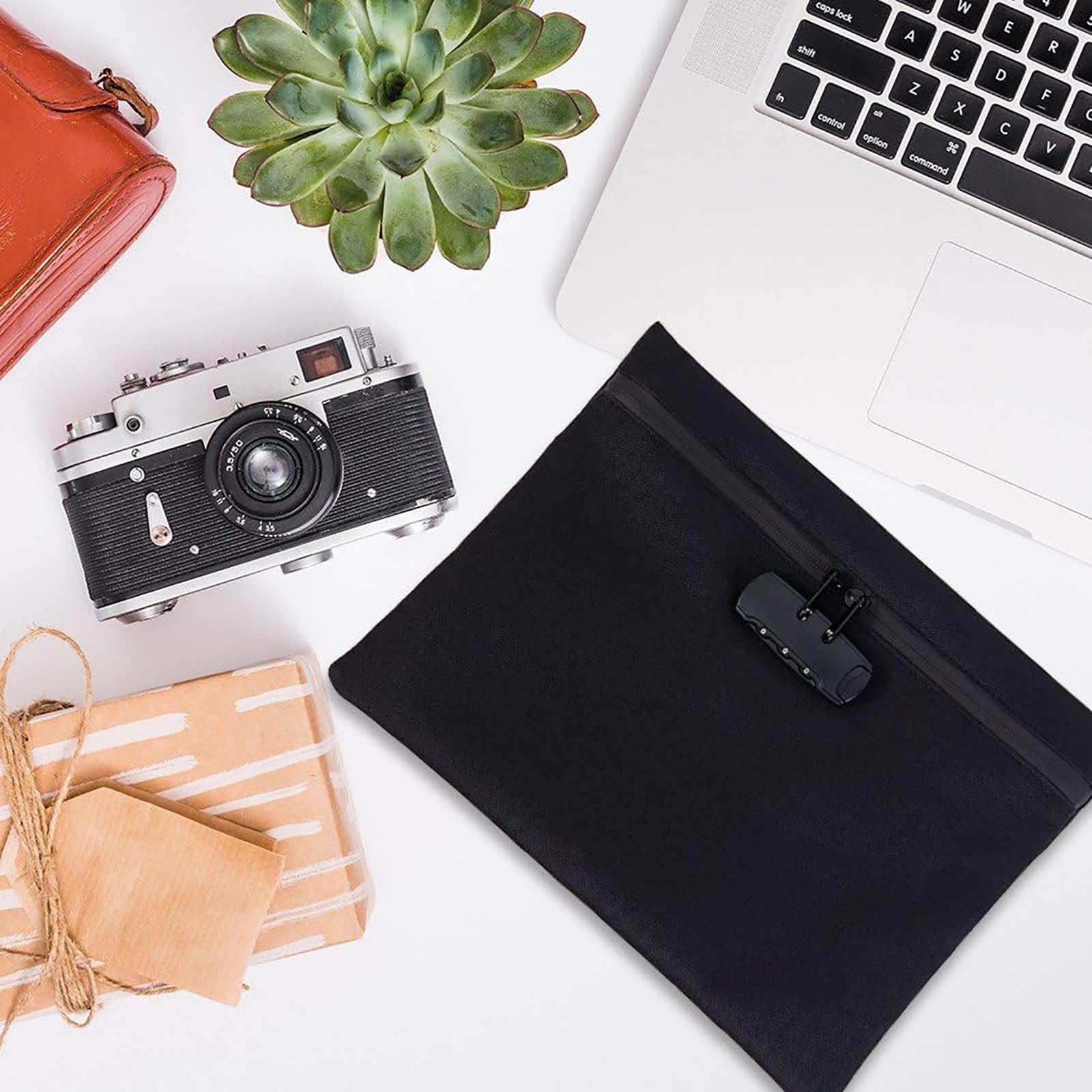 Indusoire Money Purse, Pouch with Lock, Secure Lock Pouch for Travel and Business, Waterproof Money Bag for Cash and Valuables, Compact(9.65 * 6.5in Black) 1