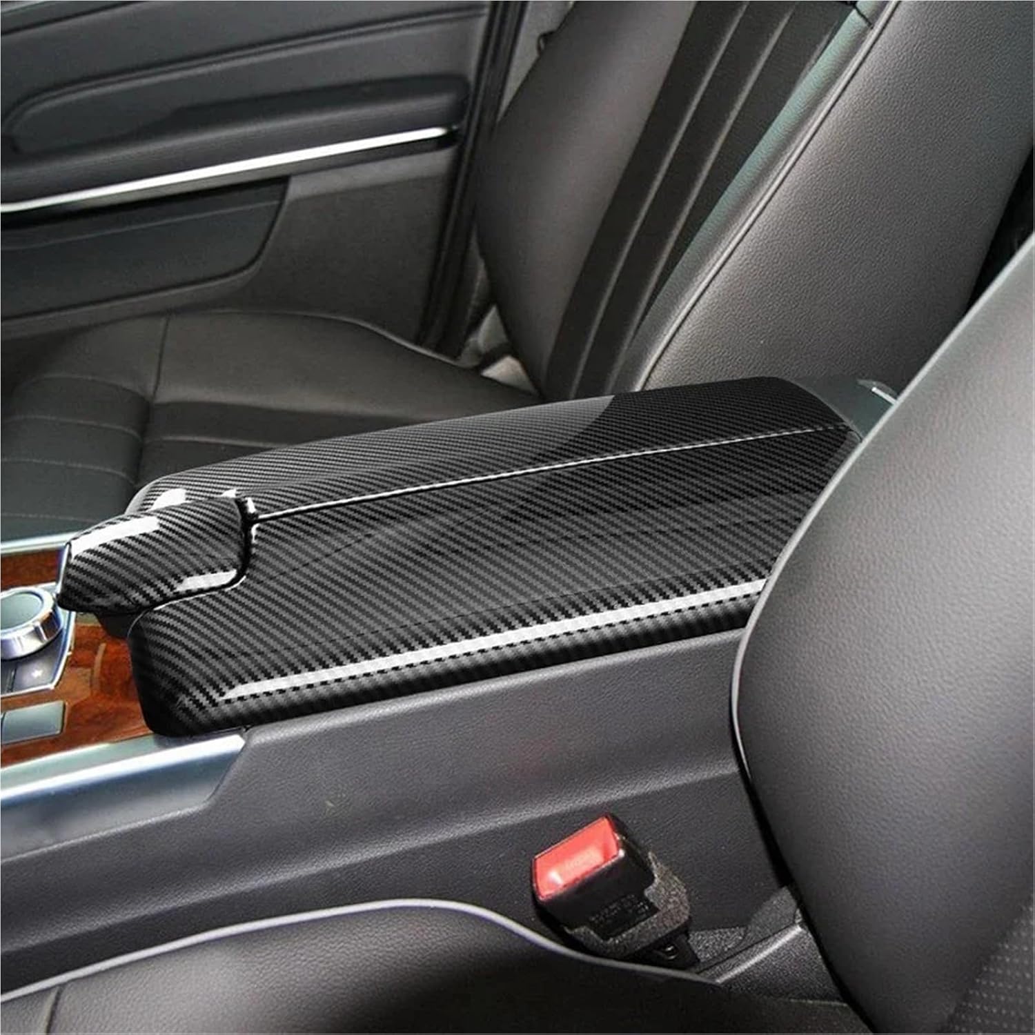 Compatible with Mercedes Benz W212 E200 E260 E300 CLS260 CLS320 2012-2017 Central Control Armrest Box Panel Trim Cover Frame Accessories(Carbon Fiber Look)