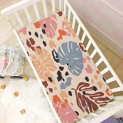 Miniatura 6 de Fitted Crib Sheet for Boys & Girls Leopard Palm Soft Breathable Unisex Baby Sheets for Standard Crib and Toddler Mattresses 39 x 27 in