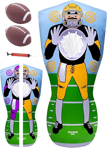 Miniatura 1 de Inflatable Football Target - Double-Sided Toss Training Game with Mini Footballs - Fun Kids Throwing Football Games for Indoors, Outdoors,