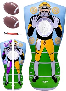 Inflatable Football Target - Double-Sided Toss Training Game with Mini Footballs - Fun Kids Throwing Football Games for Indoors, Outdoors, Birthdays, Camping, Beach - 65 Inch