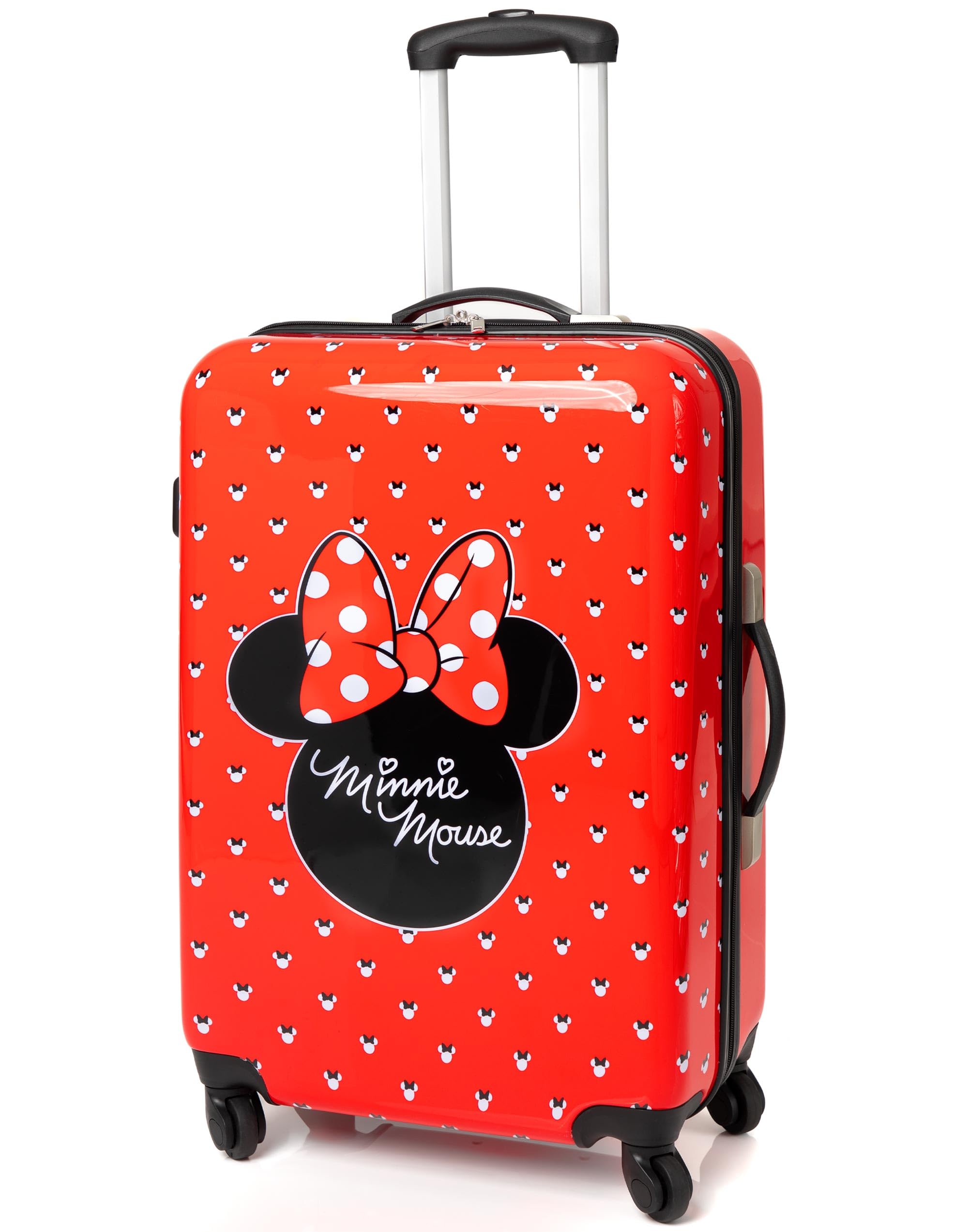Disney Maleta Minnie Mouse para Adultos y niños | Cabina Opciones Pequeña, Mediana O Grande Bolsa de Equipaje | Mujer Niñas Rojo Tapa Dura Carro De Viaje De Mano