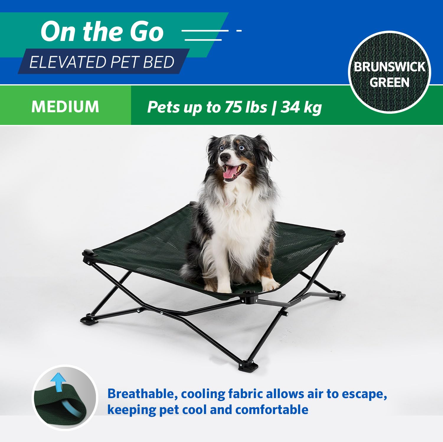 Amazon | Coolaroo On The Go 冷却式犬用ベッド、旅行&キャンプに