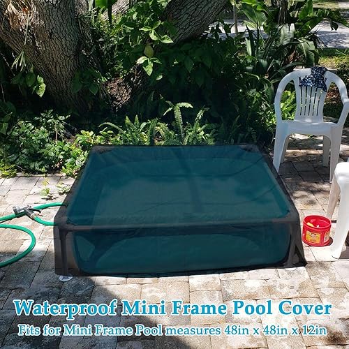Miniatura 7 de Mini marco de piscina para 4 pies x 4 pies x 12 pulgadas, mini marco impermeable sobre el suelo, patio trasero, piscina cuadrada para niños (solo