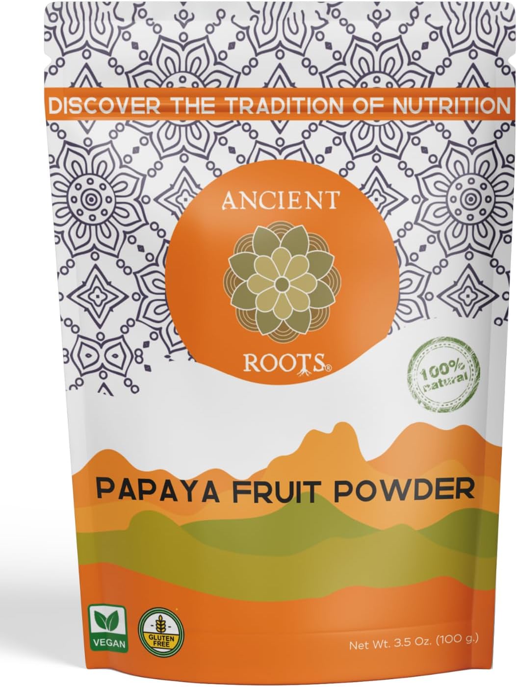 Ancient Roots Papaya Fruit Powder - Natural Food Coloring, No Added Sugar, Filled with Antioxidants, Digestion Support, Tropical Fruit Powder for Smoothies - 25 Servings (3.5 ounces)