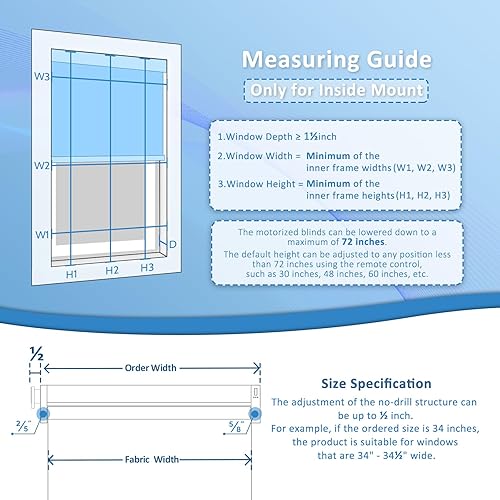 Miniatura 6 de MANSNIX Persianas inteligentes sin taladro, persianas motorizadas opacas sin herramientas, persianas inalámbricas para ventanas compatibles con