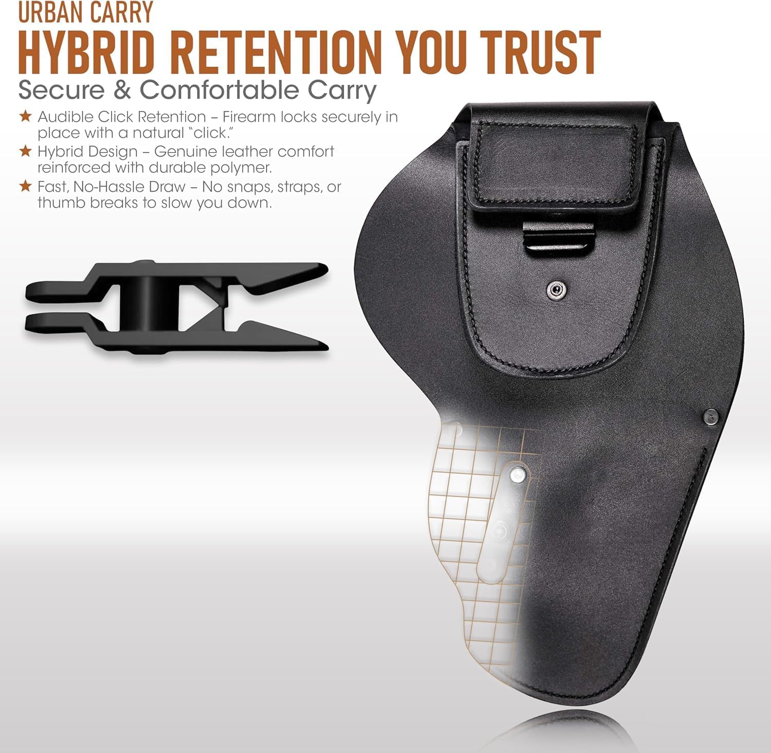 Urban Carry G3 Comfortable Carry Gun Holster, Five Sizes of Secured Lockable Retention Covers Most Semi-Auto Pistols & Revolvers, American-Made