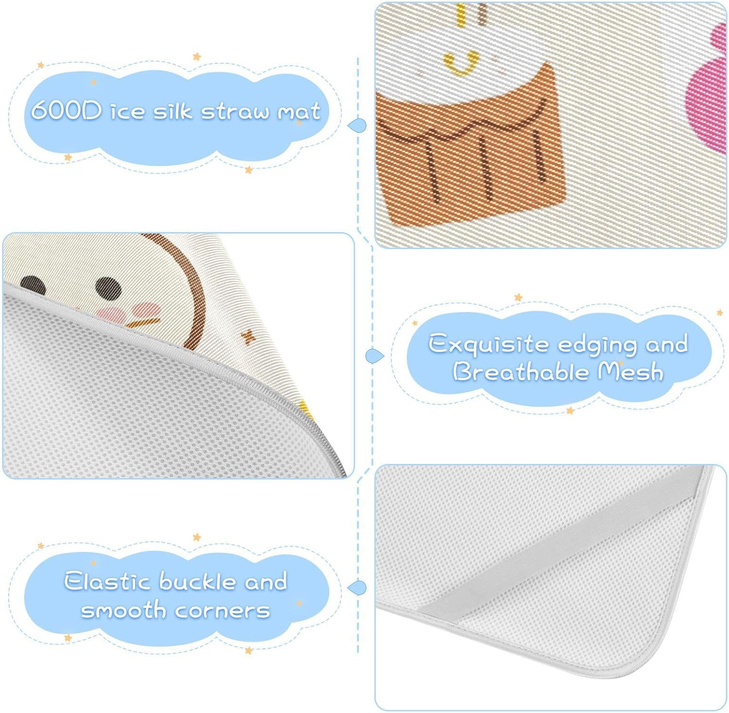 Cartoon Cute Flower Star Cooling Baby Mattress pad Cover 28" x 52" Absorbent Pads for Bed Washable for Baby&Toddler