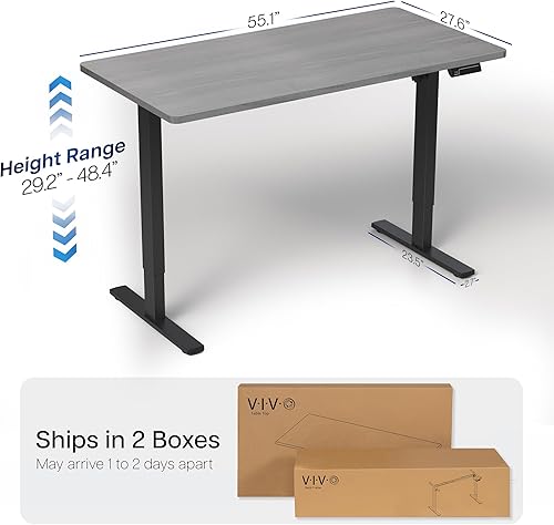 Vista 319 de VIVO DESK-KIT-1W6G - Escritorio eléctrico de pie de 60 x 24 pulgadas, ajuste de altura de memoria, serie 1B, parte superior de nogal oscuro de una