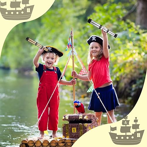 Miniatura 5 de Xuhal 2 piezas de telescopio pirata de cristal espía telescopio pirata juguetes para niños mini telescopios de juguete vintage para suministros de