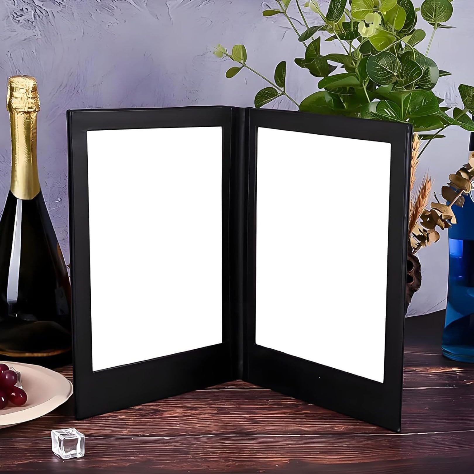 Copertine Luminose per Menu Luce Led Ricaricabile Menu Book Induzione Automatica, Pelle Pu Display Book Nero Pieghevole Retroilluminato Portamenu Illuminato per Bar, Pub, Club Page 3 A4
