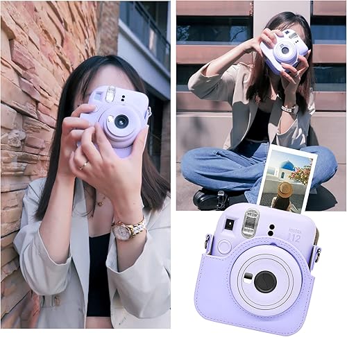 Miniatura 4 de MUZIRI KINOKOO Funda protectora para cámara instantánea Fuji Instax Mini 12 - Funda de piel sintética para cámara Mini 12 con bolsillo para fotos,