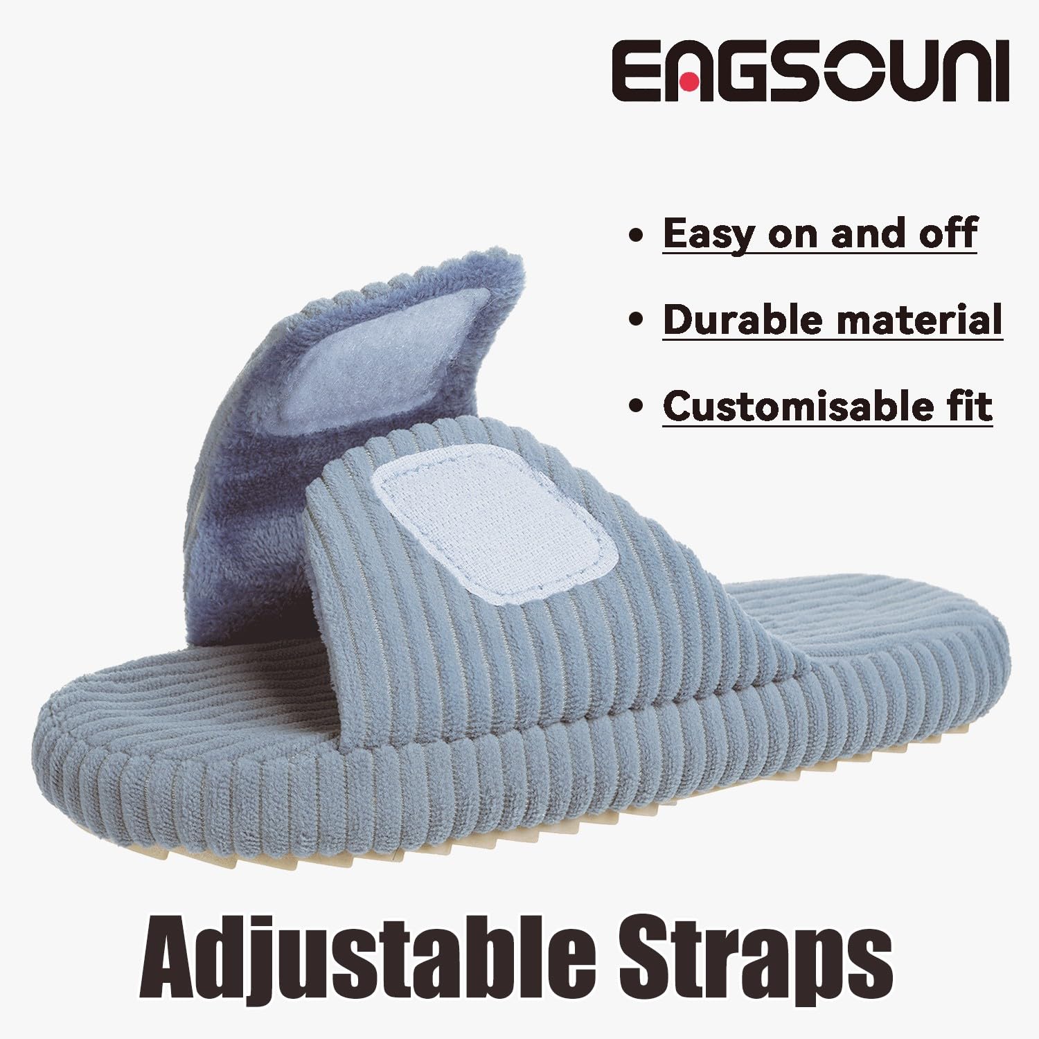 Eagsouni Pantoufles Femme Mousse à Mémoire Confortable Cord Chaussons Réglable Largeur Bout Ouvert Chaussures Antidérapantes Slippers