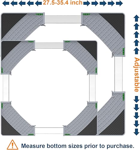 Miniatura 2 de Soporte móvil mejorado para refrigerador con 12 ruedas de bloqueo, carrito ajustable para muebles para lavadora, secadora, lavadora, pedestal,