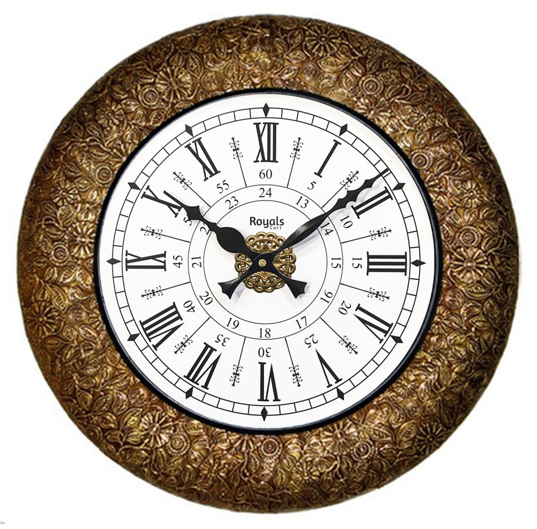 RoyalsCart Analog Wall Clock For Elegant Home Decor, Office, School, Gym, Shop And Gifting || Clock Size - 16 X 16 Inches (Designer Classic Metal), Brown (B0CGZNRB7L) Amazon Price History, Amazon Price Tracker