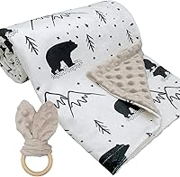 Vista 1 de Mantas de bebé para niños y niñas, manta suave de visón para recién nacido, para cuna, cochecito de bebé, guardería (oso)