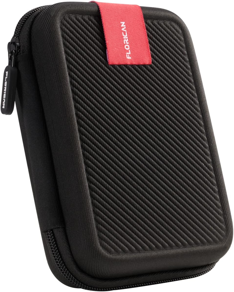 FLORICAN Premium Double Padded Shockproof External Hard Drive Case for All 2.5-inch Hard Disks Portable Storage Organizer Bag for HDDs Earphone USB Cables Mobile Charger