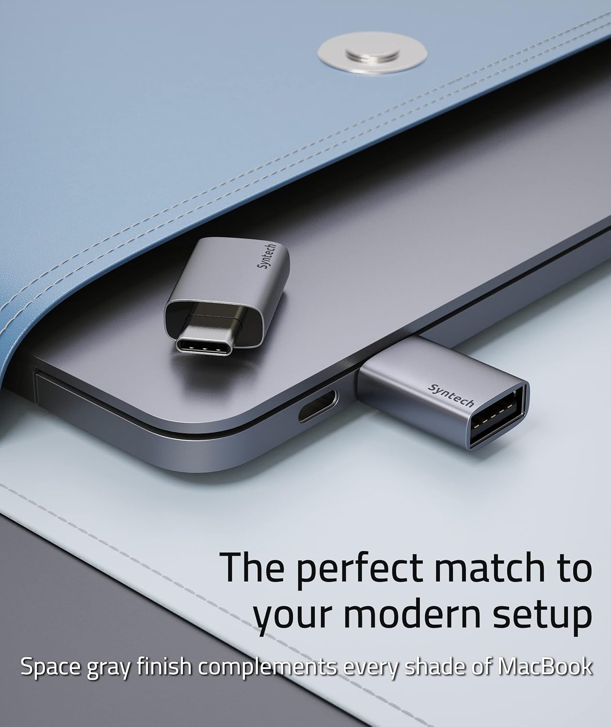 Syntech USB C to USB Adapter 2 Pack Fit Side by Side Type C Male to USB C 3.0 Female Adapter Compatible with MacBook Pro Air 2021 iMac iPad Mini 6/Pro and Other Type C or Thunderbolt 4/3 Devices Grey