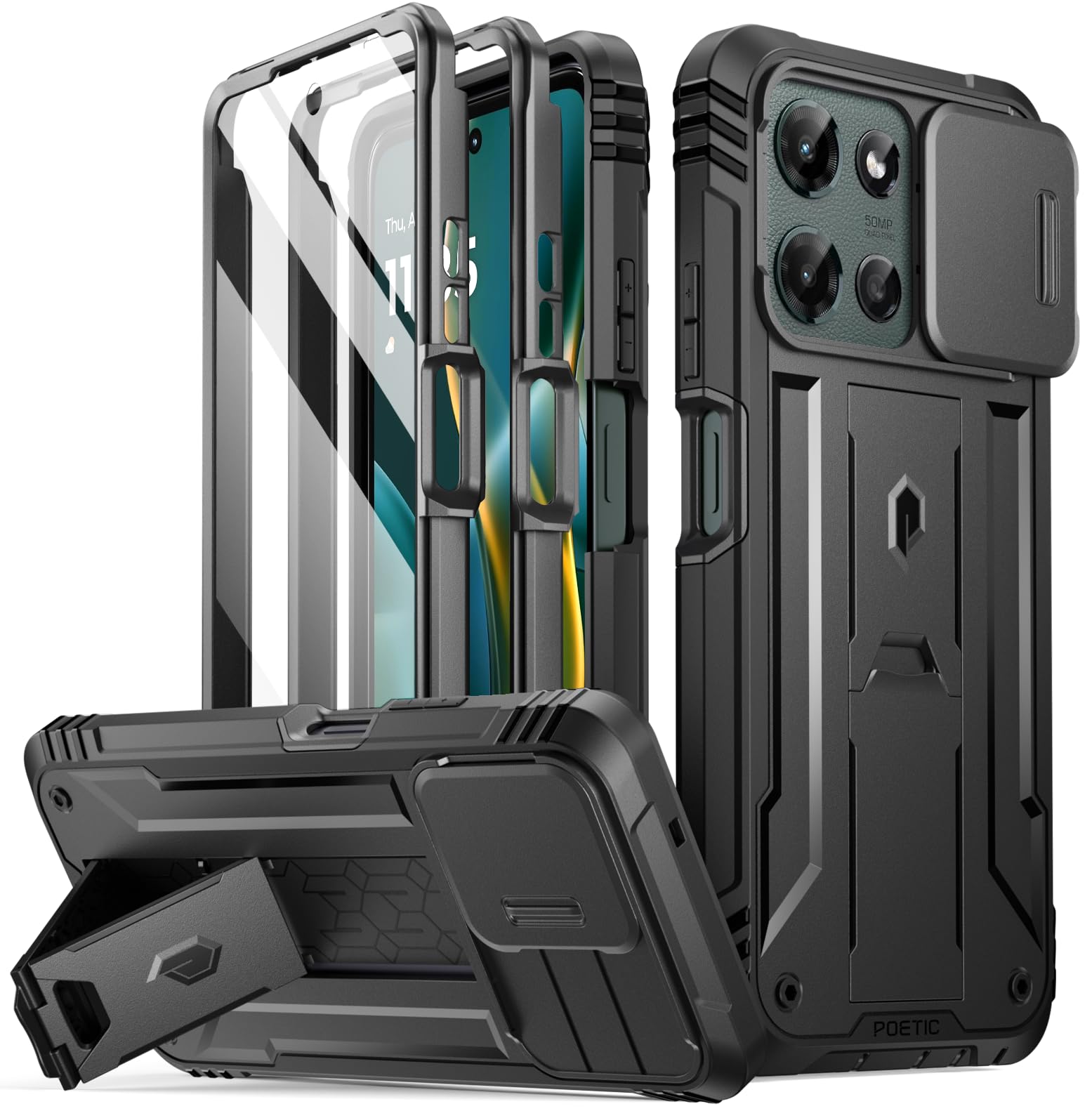 Poetic Revolution Case for Motorola Moto G 5G 2025 Slide Camera Cover Full-Body Military Grade Rugged Shockproof Cover