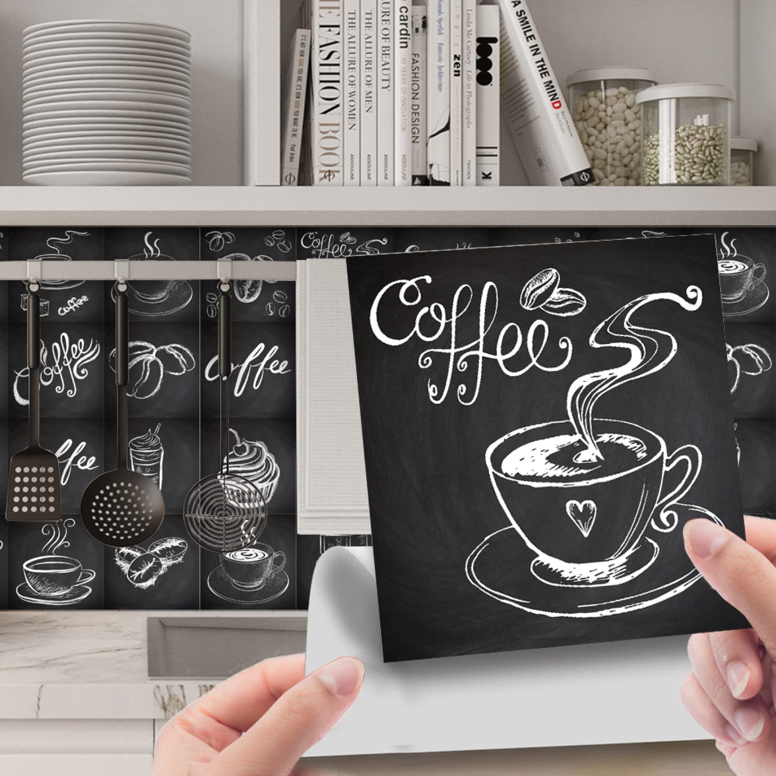 Tile Stickers 15cm x 15cm Bathroom Black Coffee 20psc Kitchen Tile Stickers for Bathroom Stick on Wall Tiles Backsplash for Kitchen Stick on Tiles Self-Adhesive Vinyl Home Decoration
