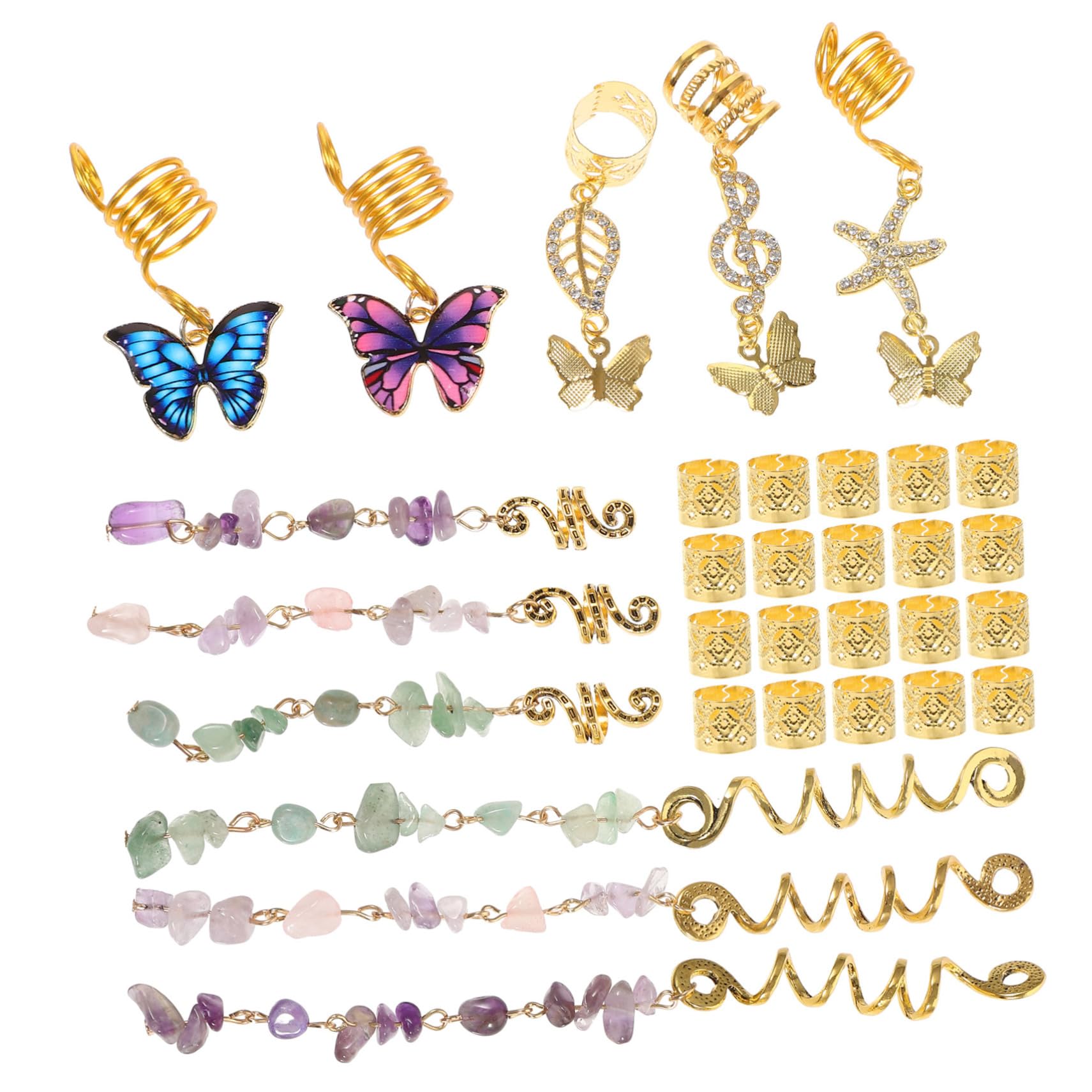 Didiseaon 124 Piezas Rastas hair clips horquillas moño hair pin pasadores joyas accesorios para el cabello pirata mujer encantos de trenza Diamante sombrerería talón anillo de pelo
