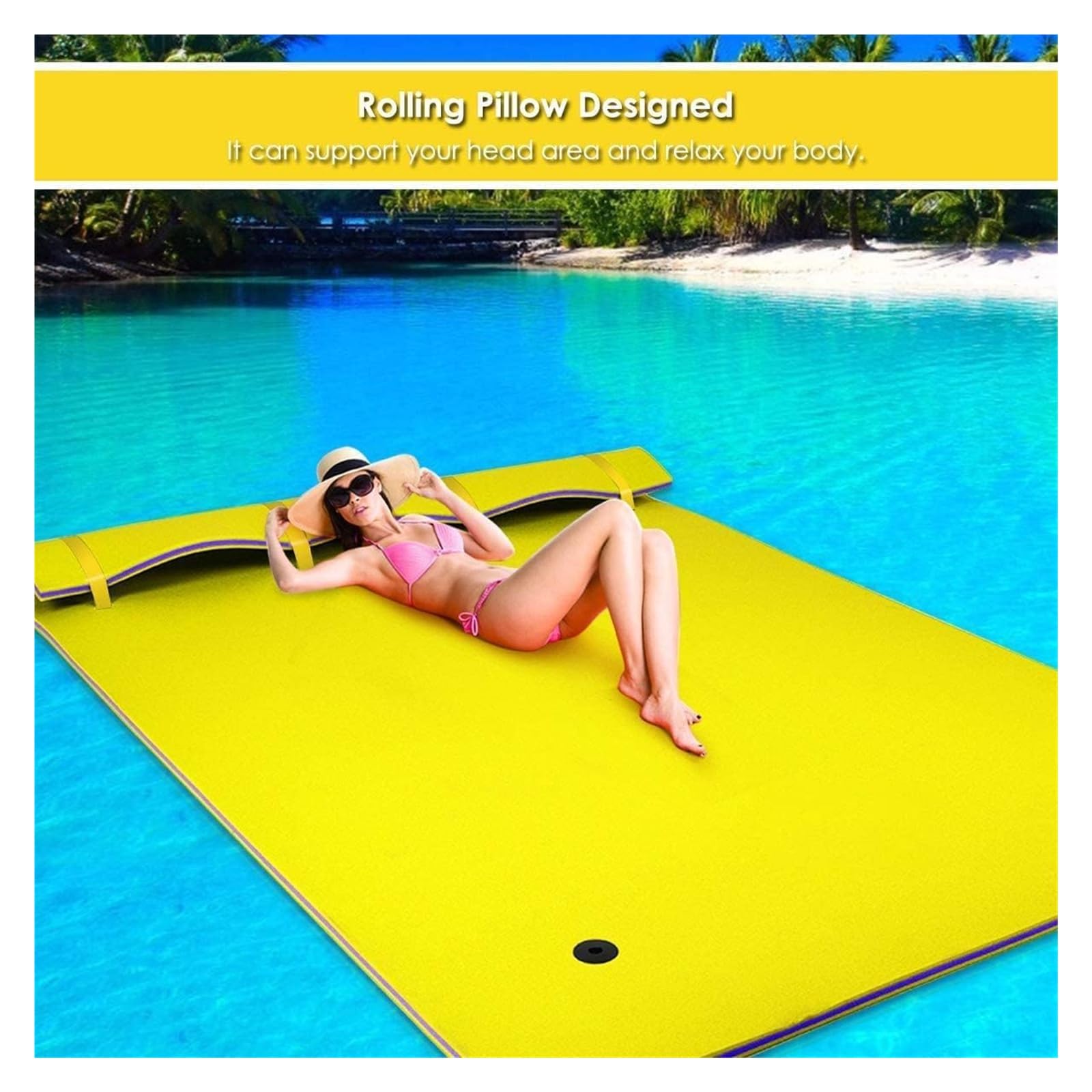 Tappetino galleggiante in schiuma XPE resistente agli strappi, per divertimento ricreativo, perfetto per spiaggia, lago e oceano, accessorio durevole per sport acquatici