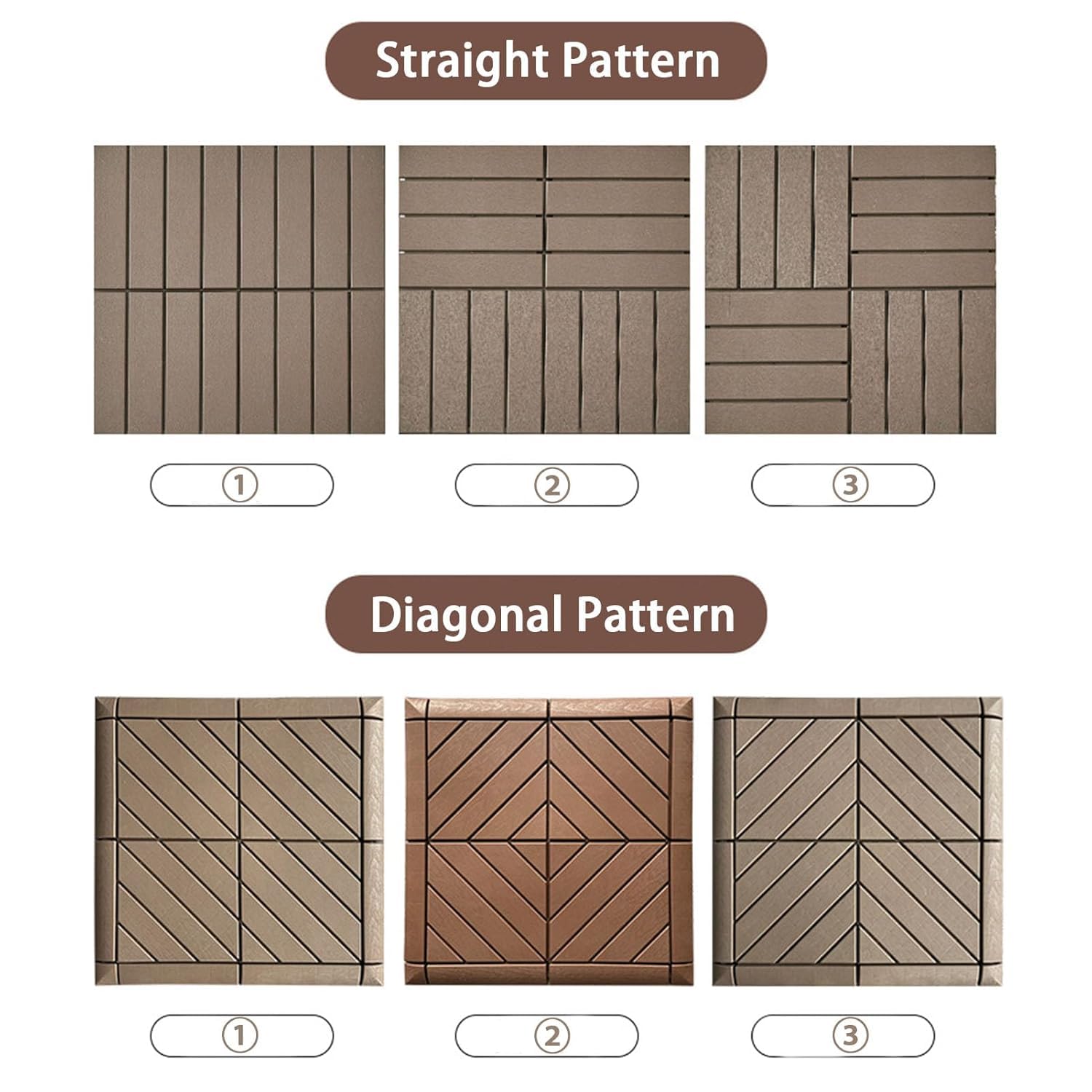 Dalles et lames de terrasse en composite, Carrelage de sol emboîtable for patio extérieur multicolore 11 pcs(Twill Gray)
