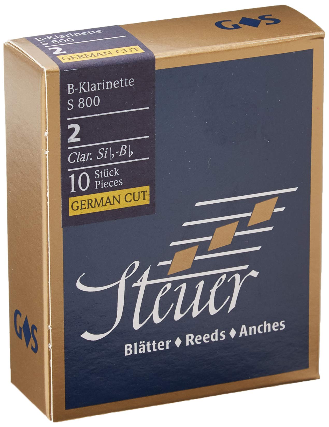 Steuer - Canas Clarinete en Sib Blue Line S800, corte alemán, caja de 10, fuerza 2